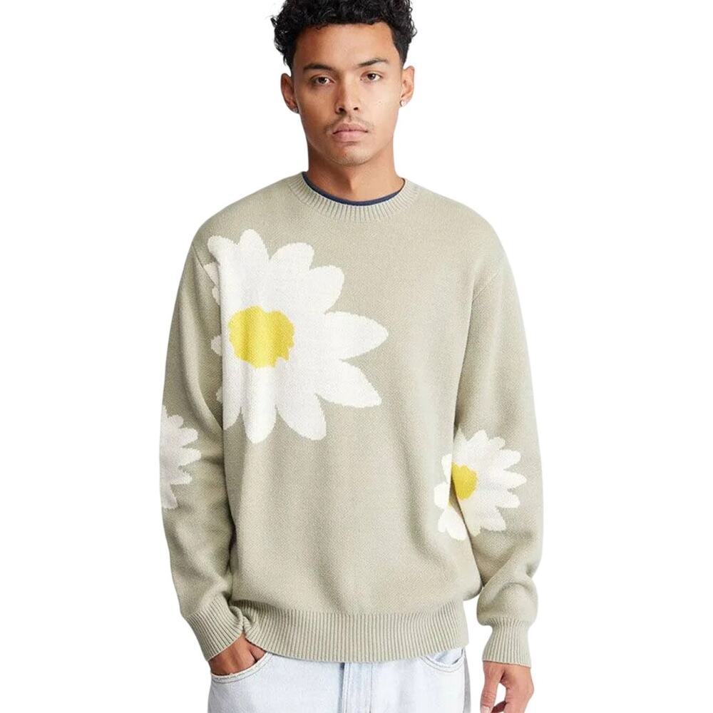 Pacsun Daisy Unisex Classic Crewneck Green Knit Daisy Sweater Size Medium